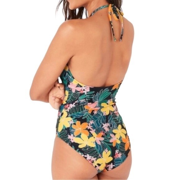 Old Navy Hibiscus Print Plus Size Halter Tie One Piece Swimsuit Plus Size 2X - Picture 4 of 12